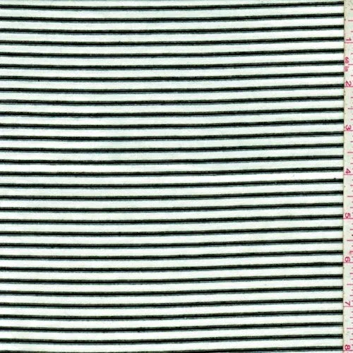 1 3/4 YD PC-Ivory/Moss Stripe Rayon Jersey Knit Fabric