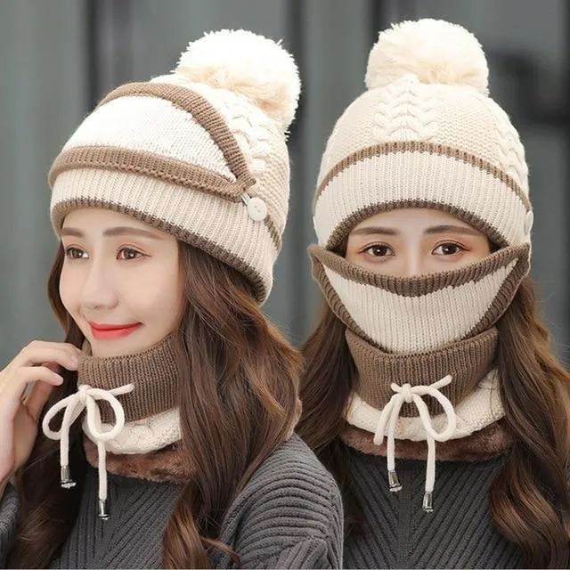 3PCS Women Winter Scarf Set