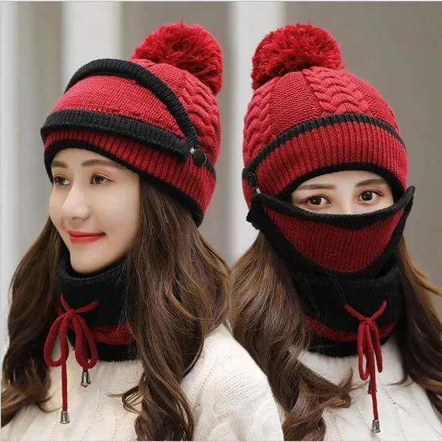 3PCS Women Winter Scarf Set