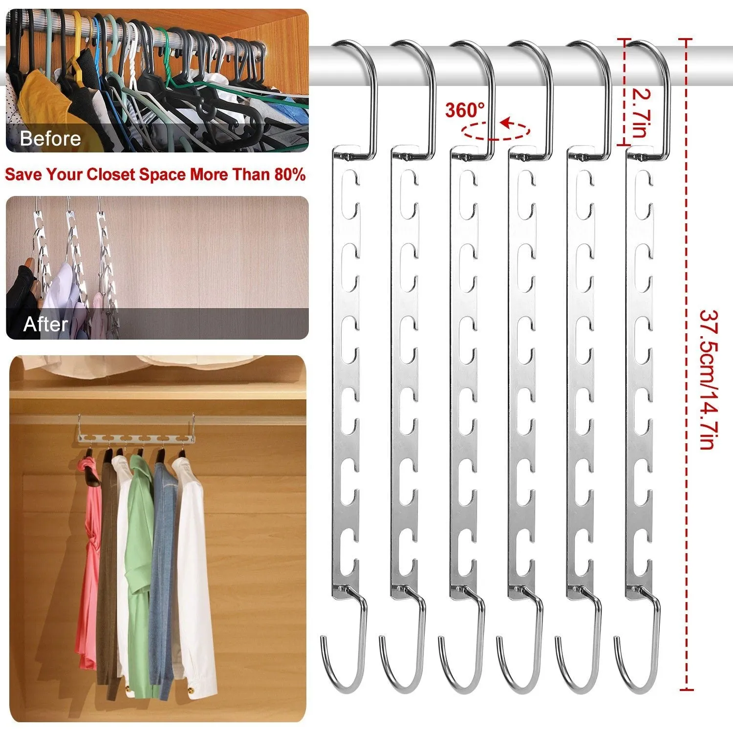 6-Pieces: Space Saving Clothes Hanger