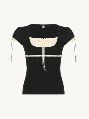 Adler Lace Trimmed Ribbon Top