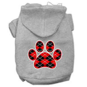 Argyle Paw Red Screen Print Pet Hoodies Grey Size Xxxl (20)