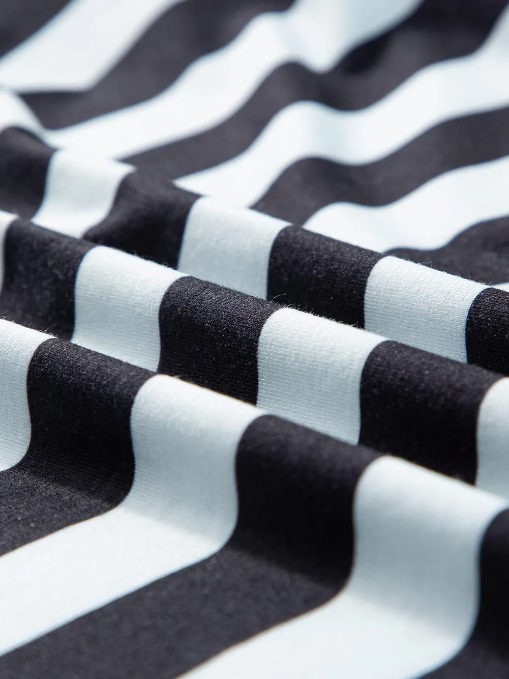Black and White Striped V Neck Ruffle Sleeve Tee