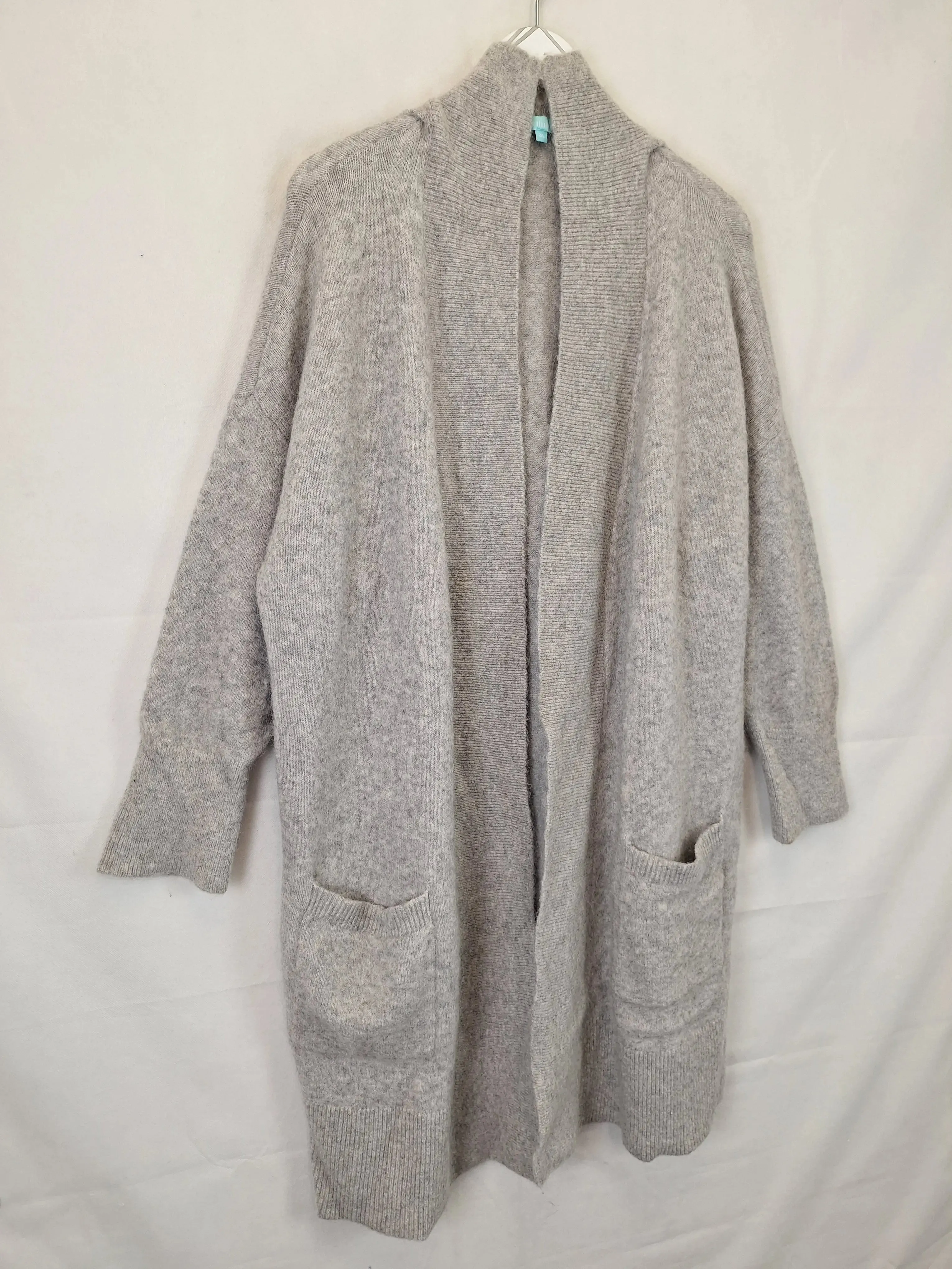 Blue Illusion Soft Wool Blend Long Line Cardigan Size 20