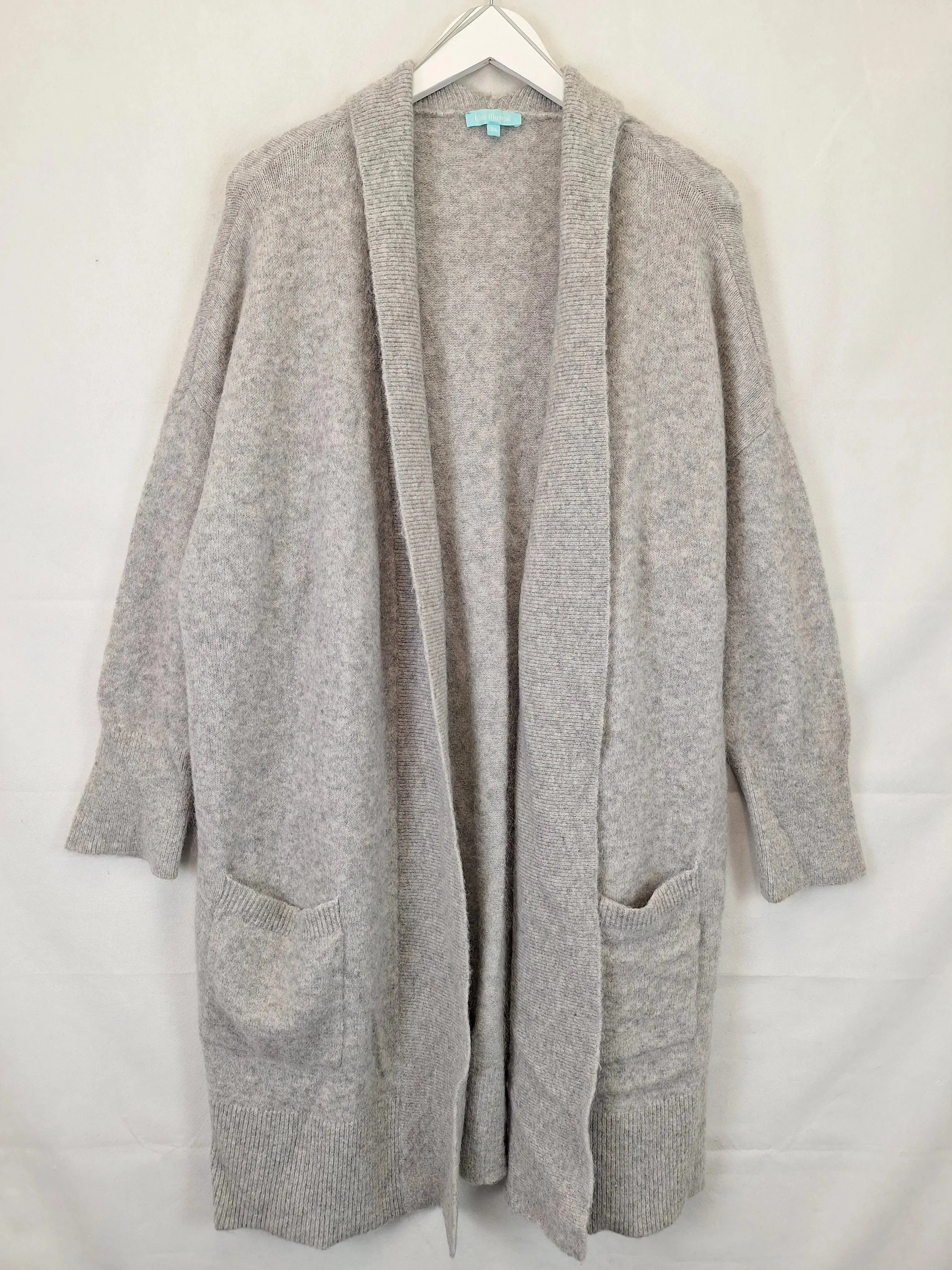 Blue Illusion Soft Wool Blend Long Line Cardigan Size 20