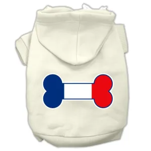 Bone Shaped France Flag Screen Print Pet Hoodies Cream Size XXXL(20)