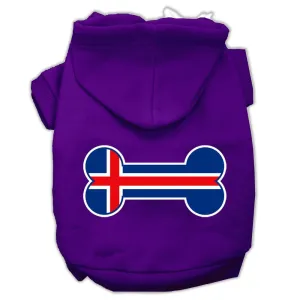 Bone Shaped Iceland Flag Screen Print Pet Hoodies Purple Size XXXL(20)