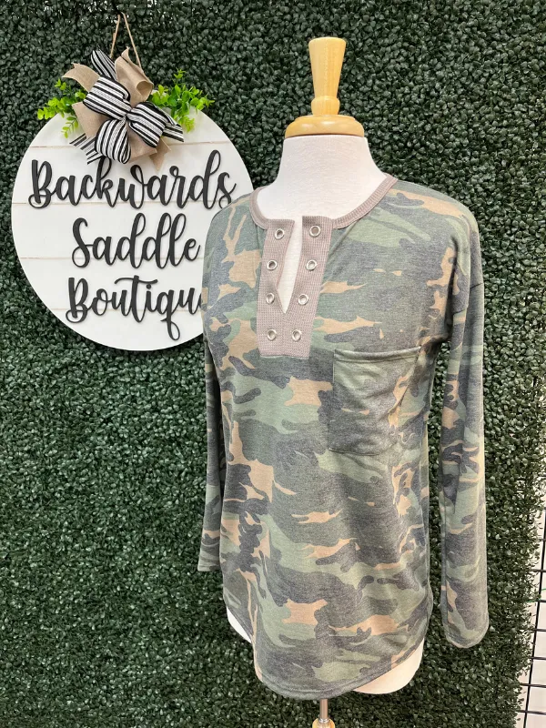 Camo Jersey with Eyelet
