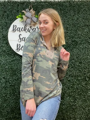 Camo Jersey with Eyelet