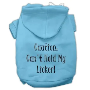 Can't Hold My Licker Screen Print Pet Hoodies Baby Blue Size XXL (18)