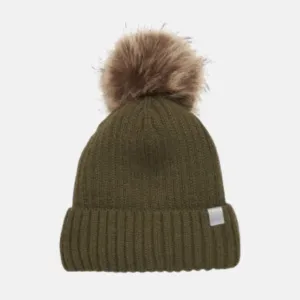 Color Kids Winter Hat with Detachable Fake Fur- Dark Olive