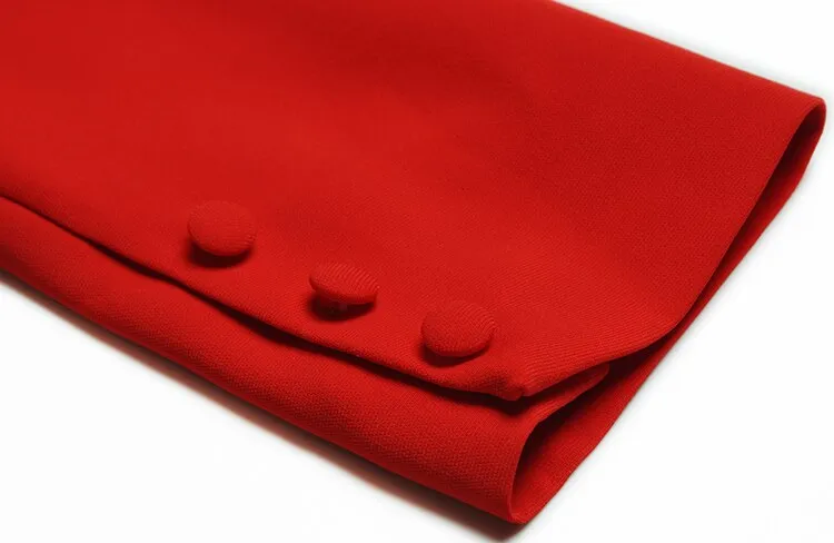 Cosetto Bow O-Neck Long Sleeve Single Breasted Vintage Red OverCoat