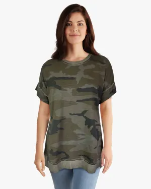 Cutoff Sleeve Camo Top