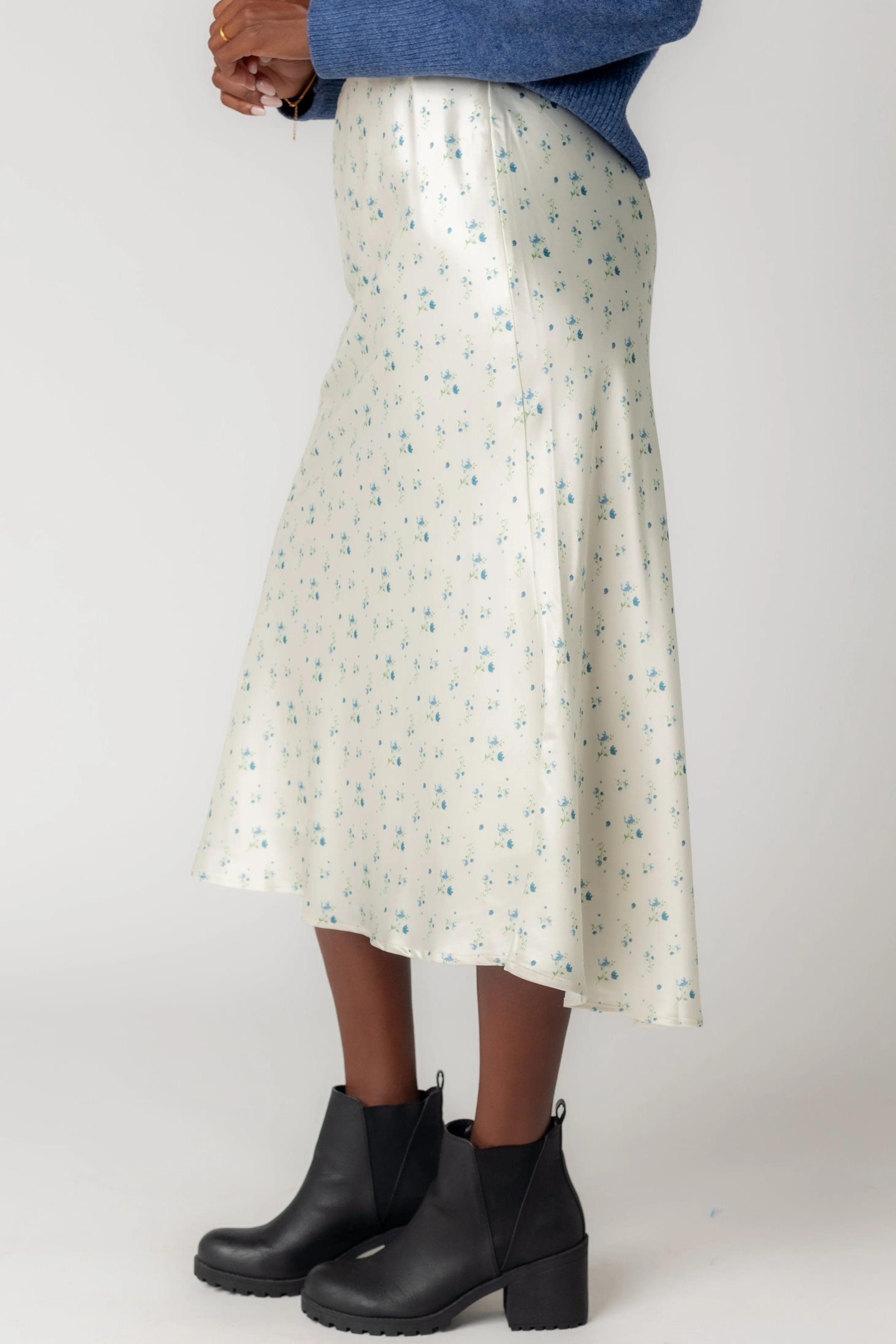 Dainty Floral Satin Skirt