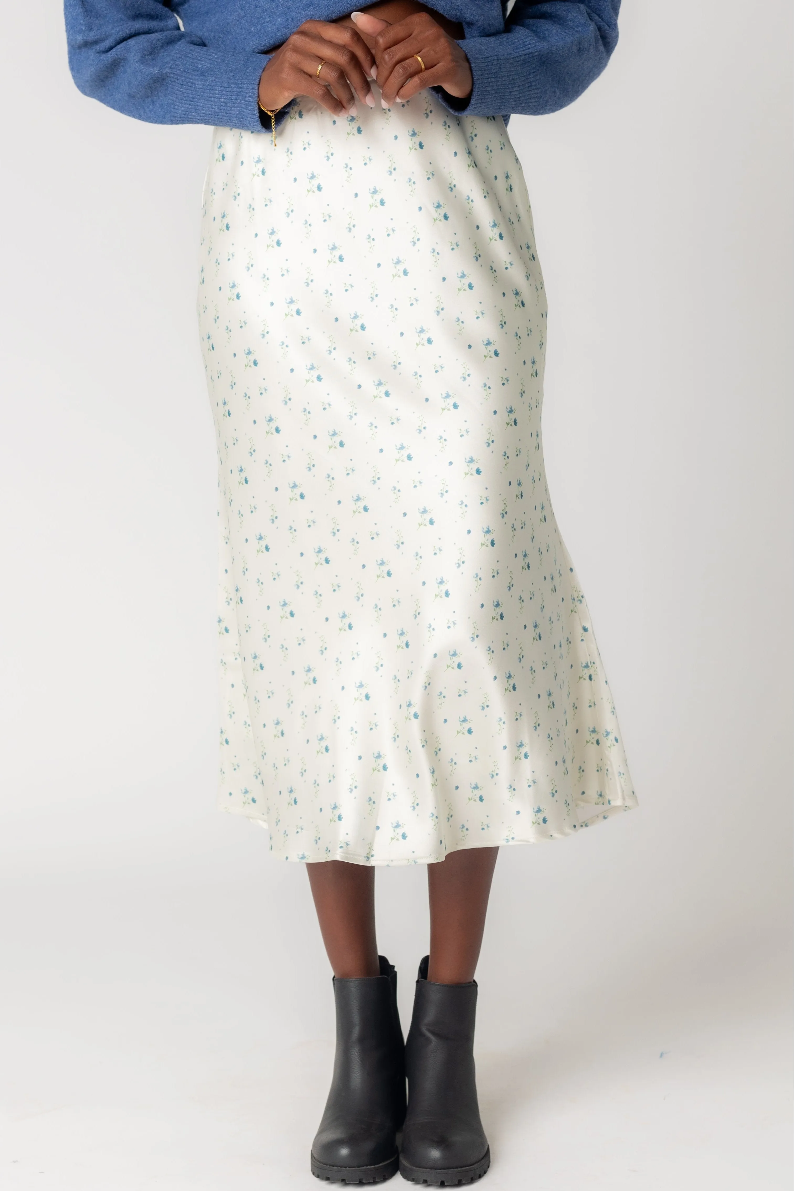 Dainty Floral Satin Skirt