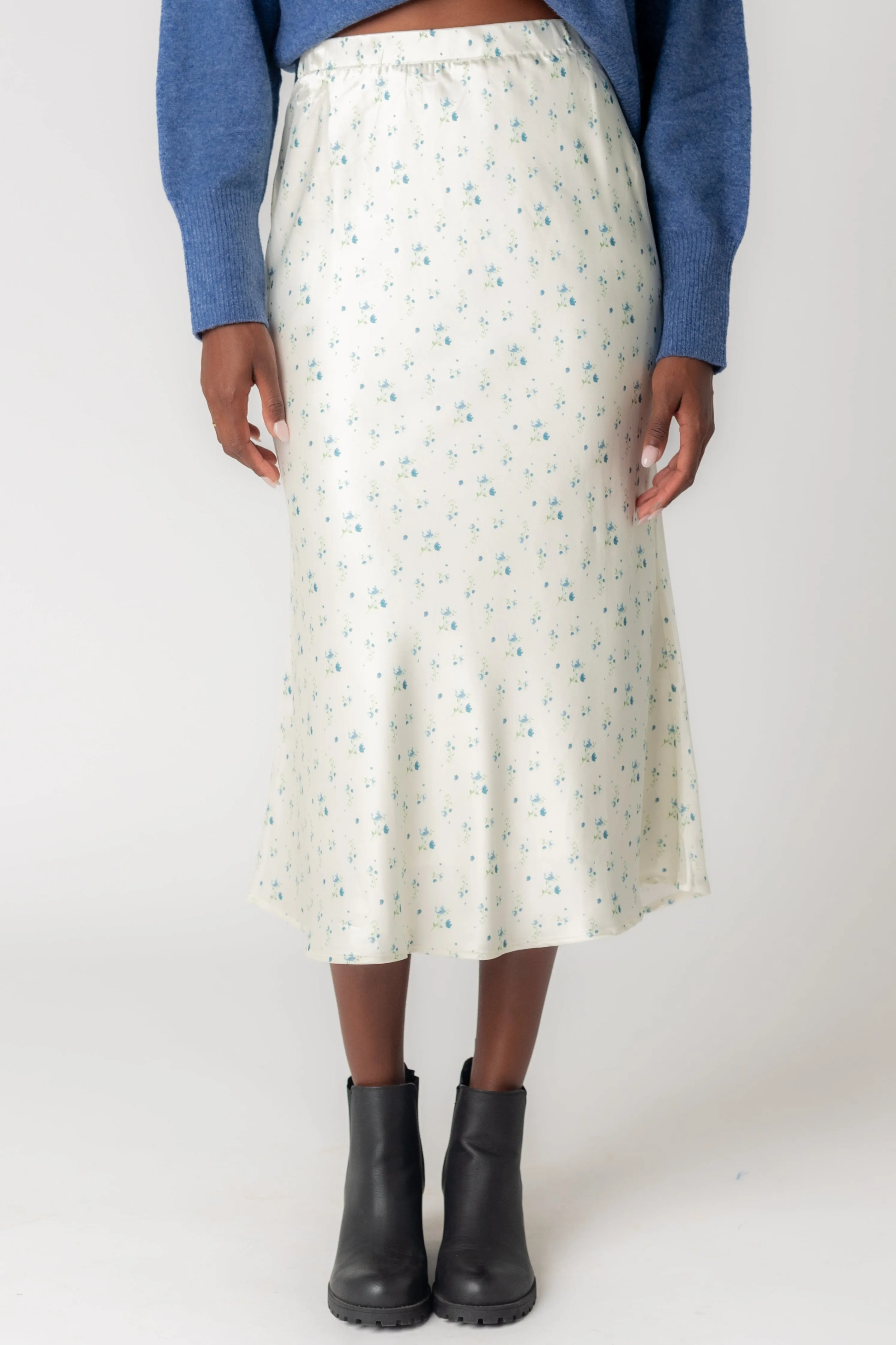 Dainty Floral Satin Skirt