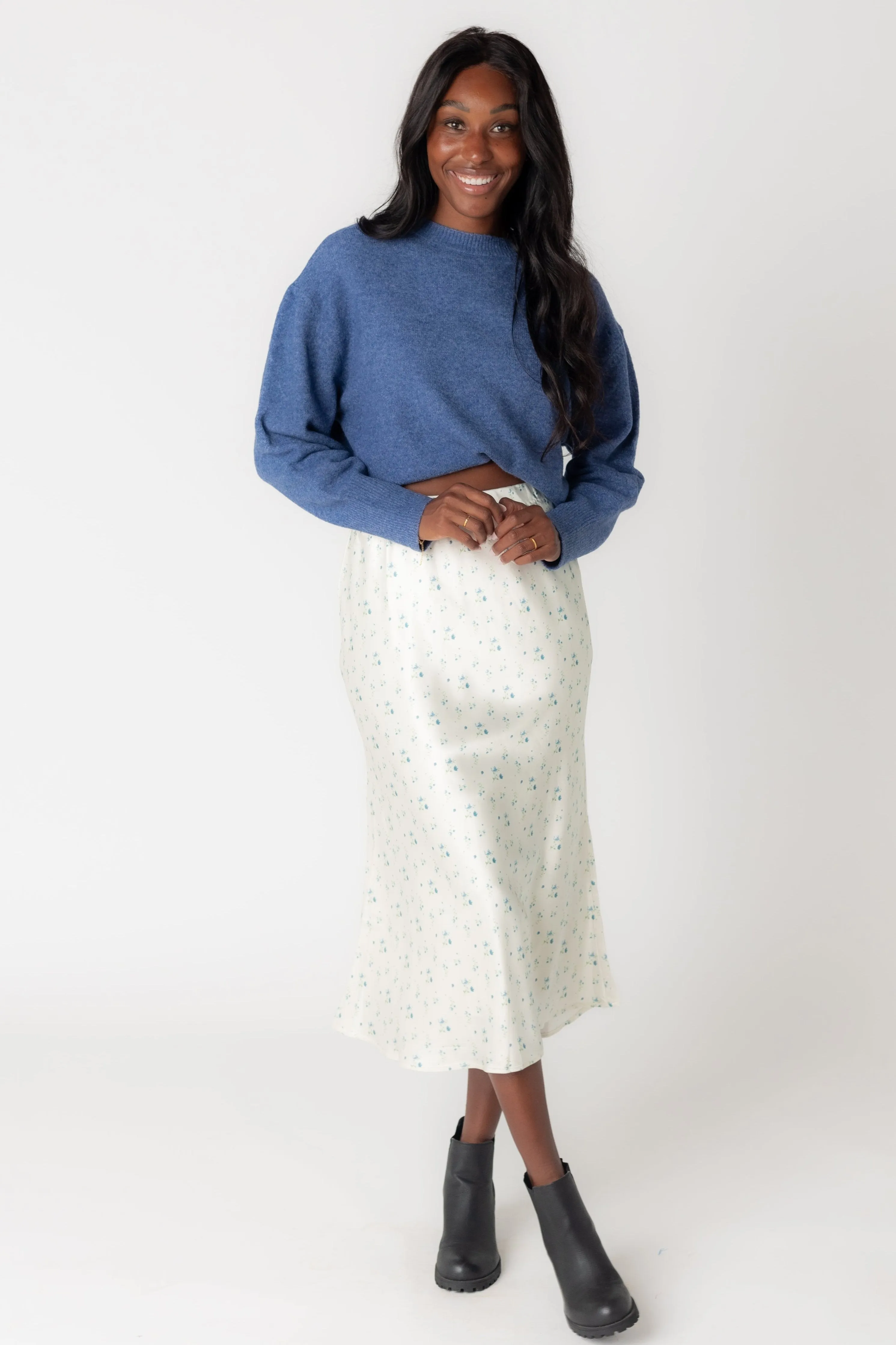 Dainty Floral Satin Skirt