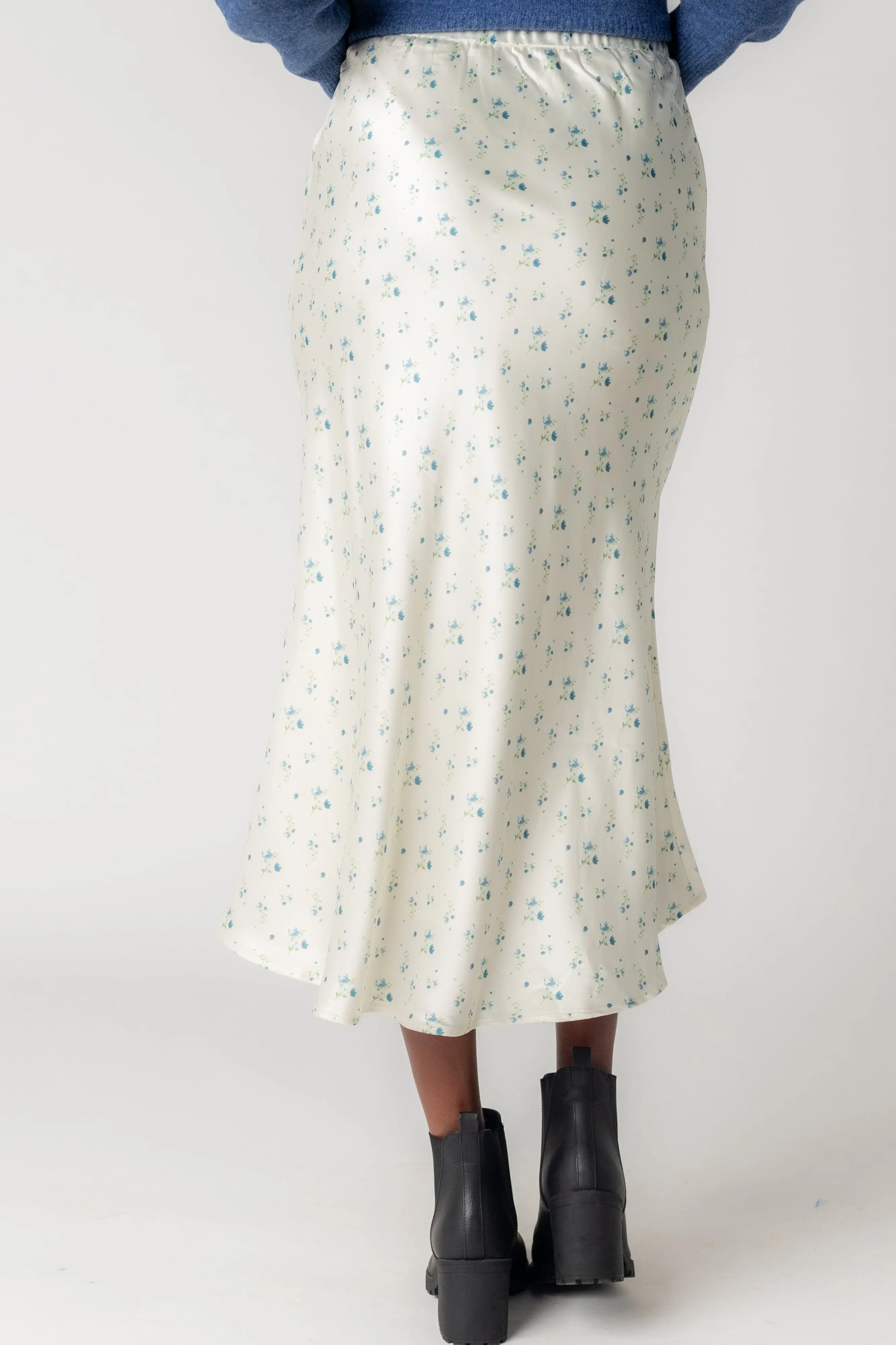 Dainty Floral Satin Skirt