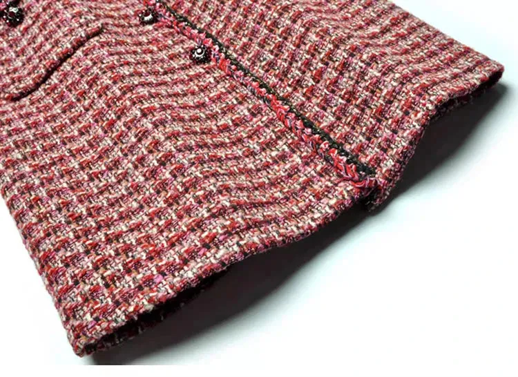 Demi Crystal Single Breasted Plaid Tweed  Coat