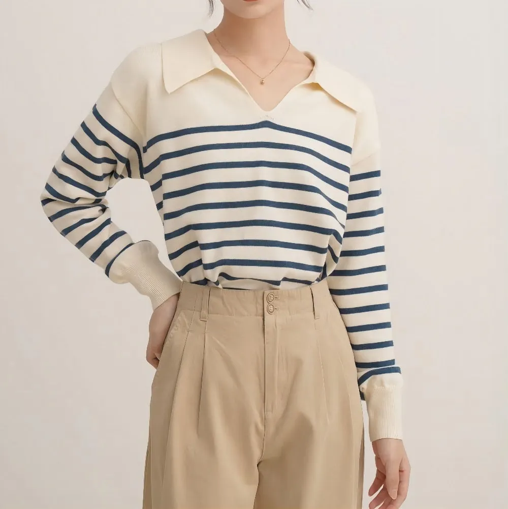 FashionKova Vintage Striped Women Sweater Spring Autumn Long Sleeve Top Pullovers Bottoming Shirts Korean Fashion Knitwear Soft Jumpers