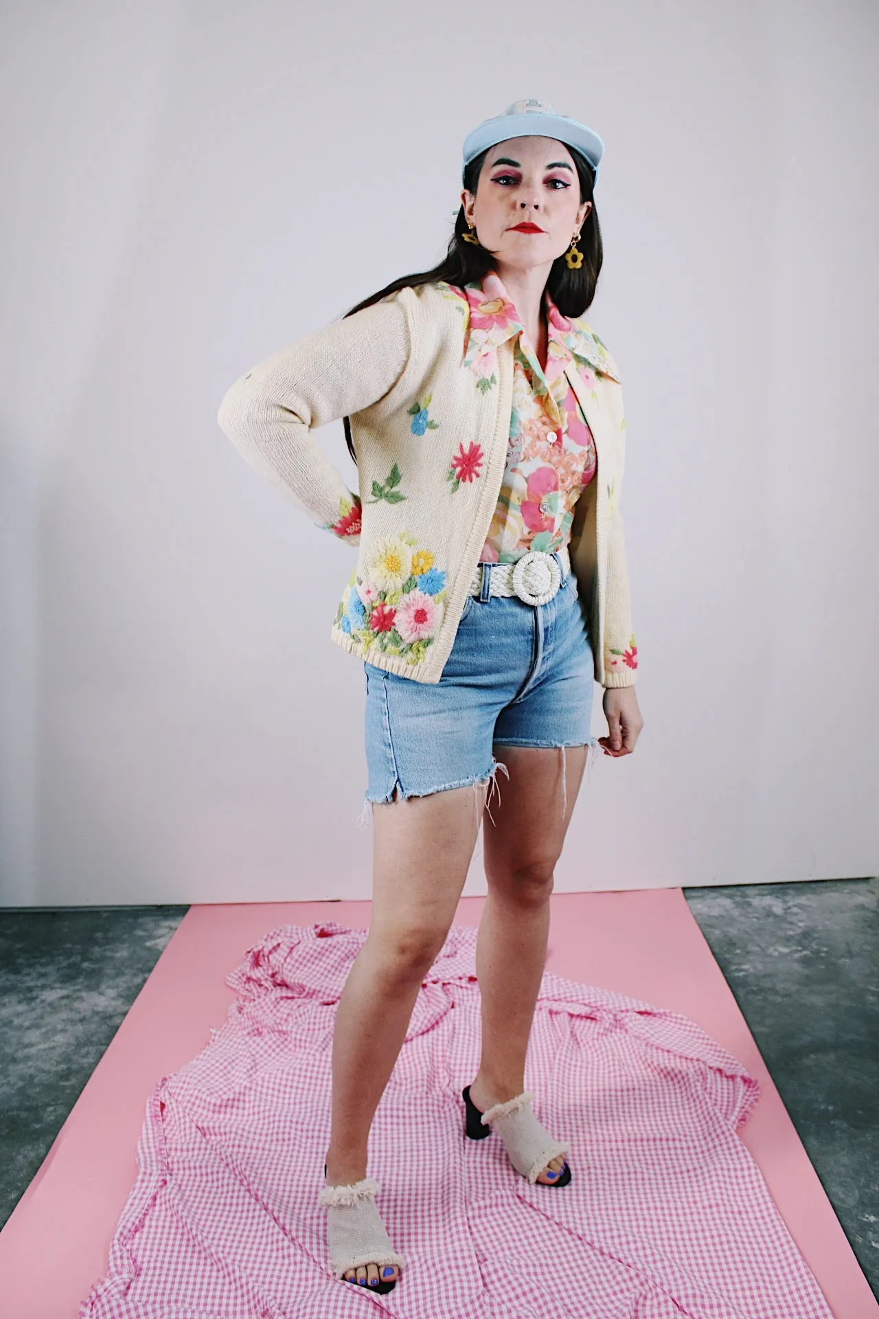 Floral Wool Open Cardigan