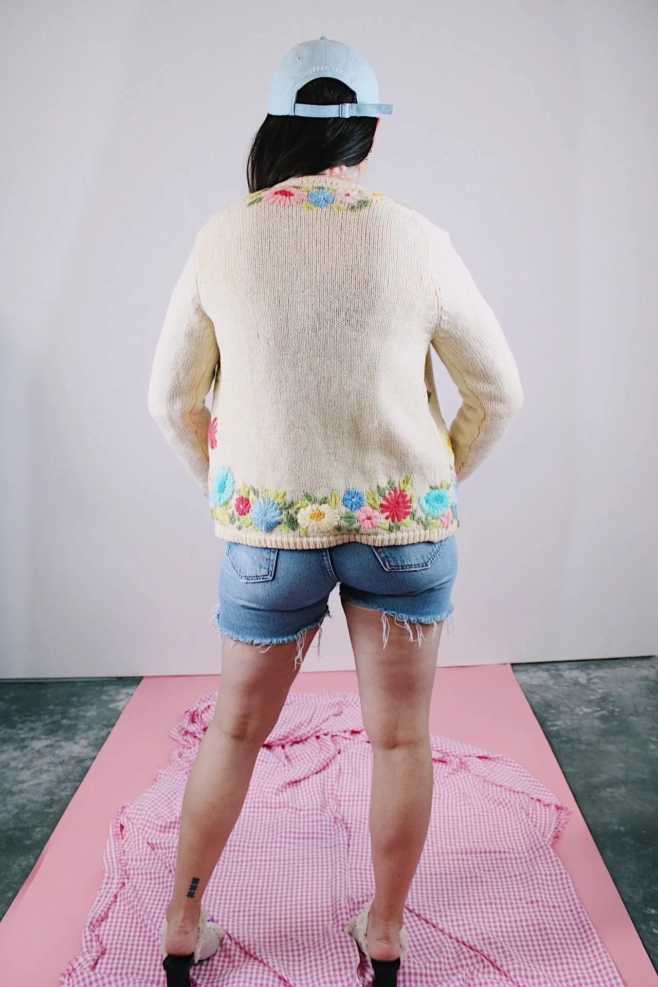 Floral Wool Open Cardigan