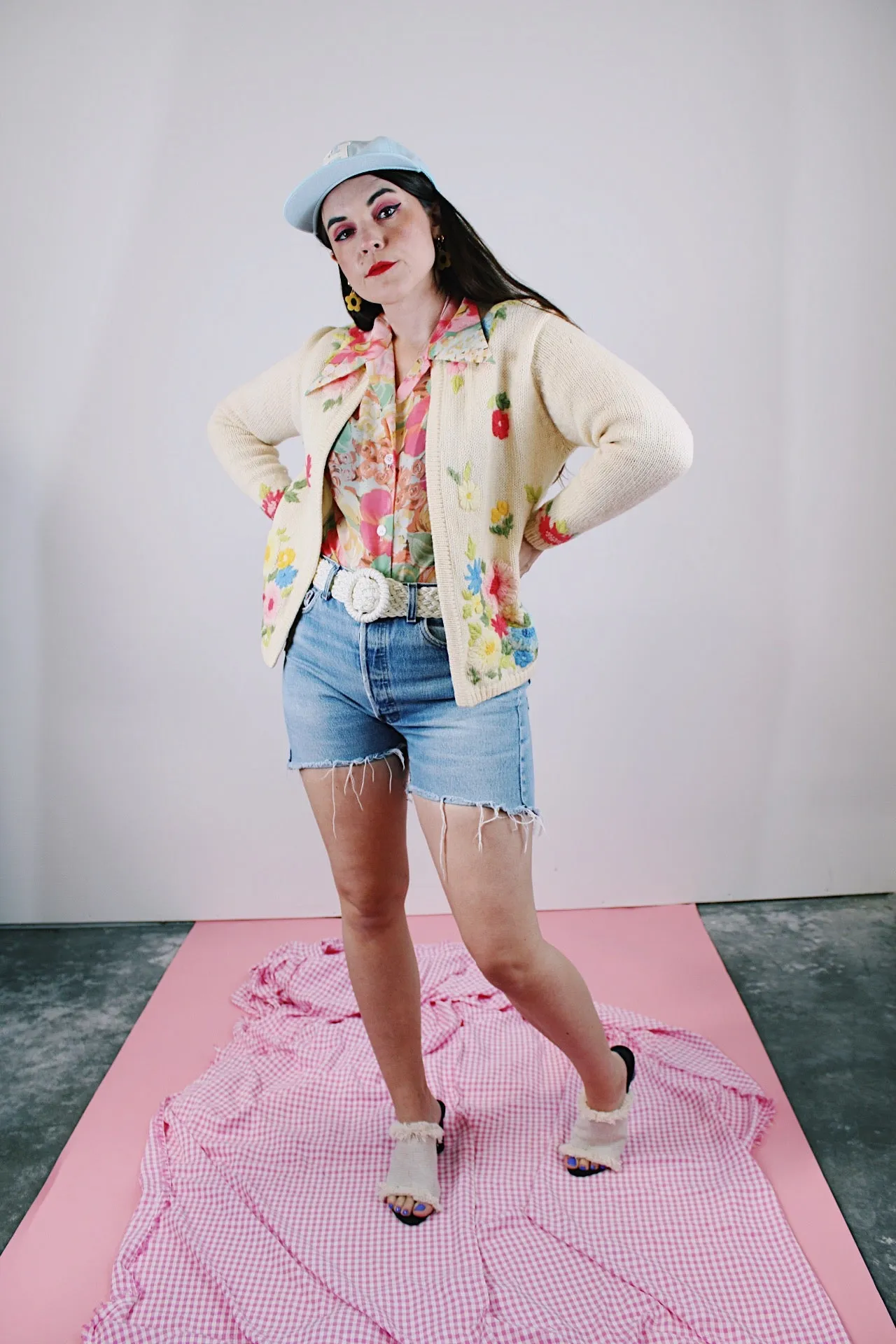 Floral Wool Open Cardigan