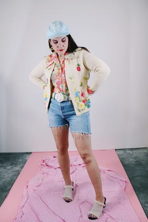 Floral Wool Open Cardigan