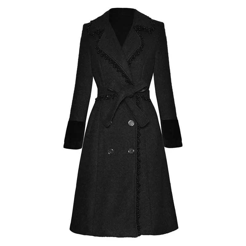 Florence Double Breasted Beading Tweed Coat
