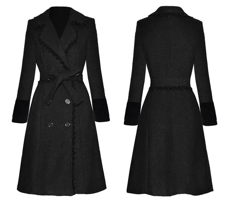 Florence Double Breasted Beading Tweed Coat