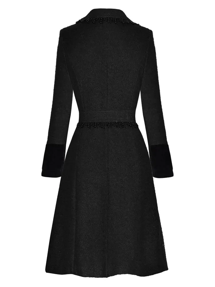 Florence Double Breasted Beading Tweed Coat