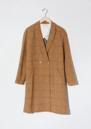 Glen Check Wool Blend Coat