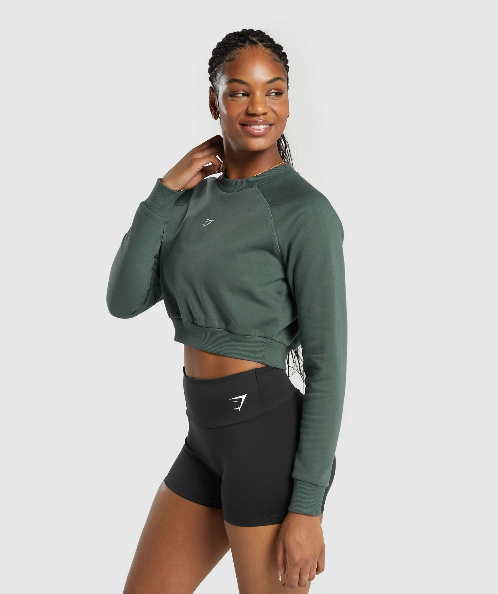Gymshark Training Fleece Cropped Sweatshirt - Slate Teal