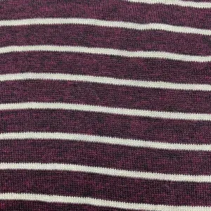 Heather Cranberry/Cream Stripe Rayon Jersey Knit Fabric