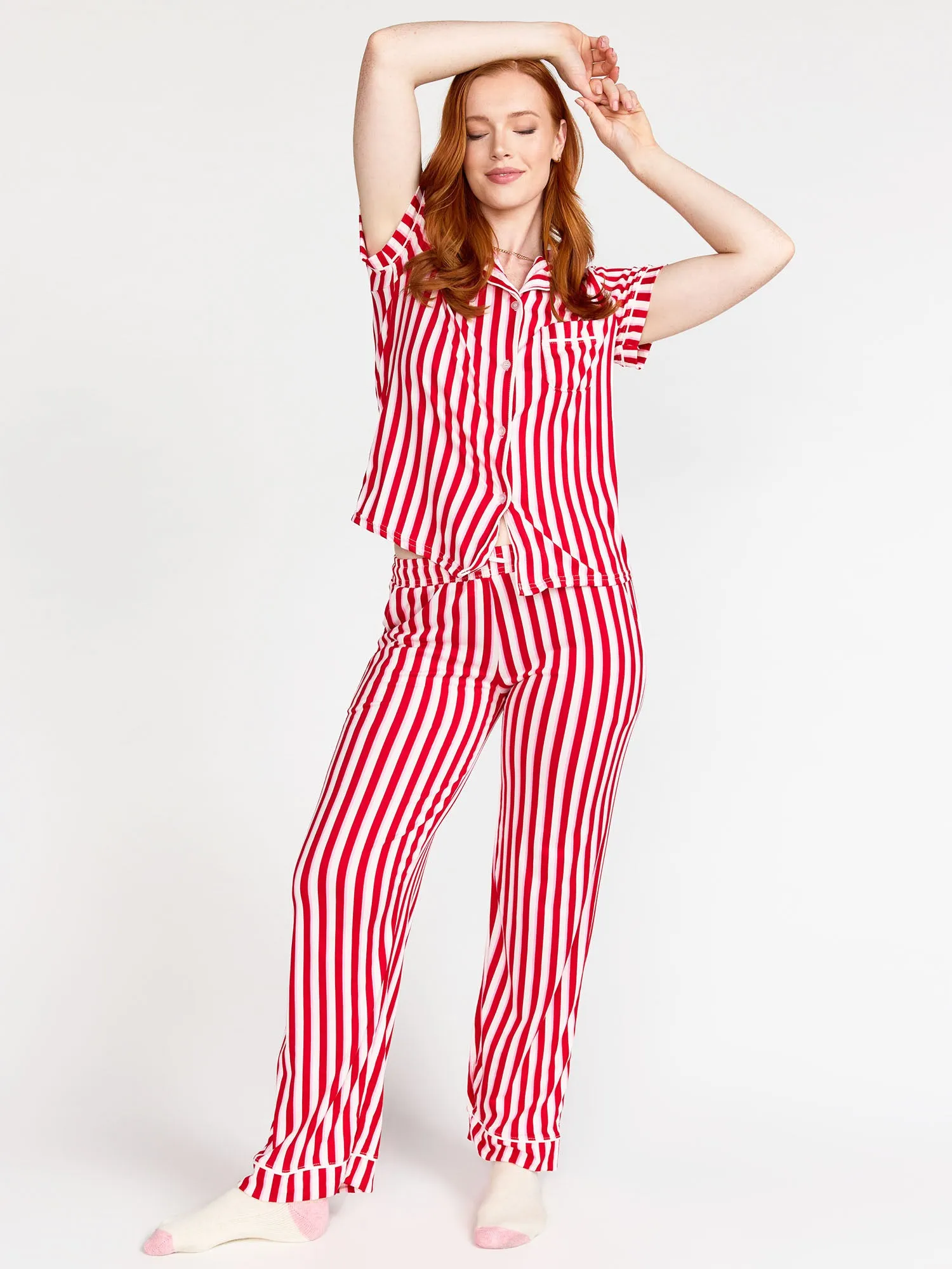 Hello Mello Candy Cane Stripe Holiday Pajama Top - Brands We Love