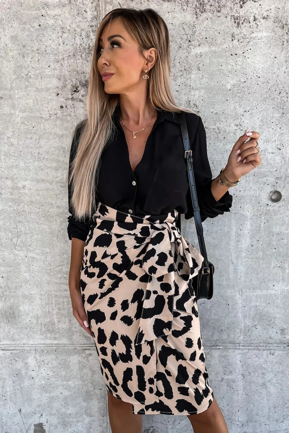 High Waist  Skirt with Tie