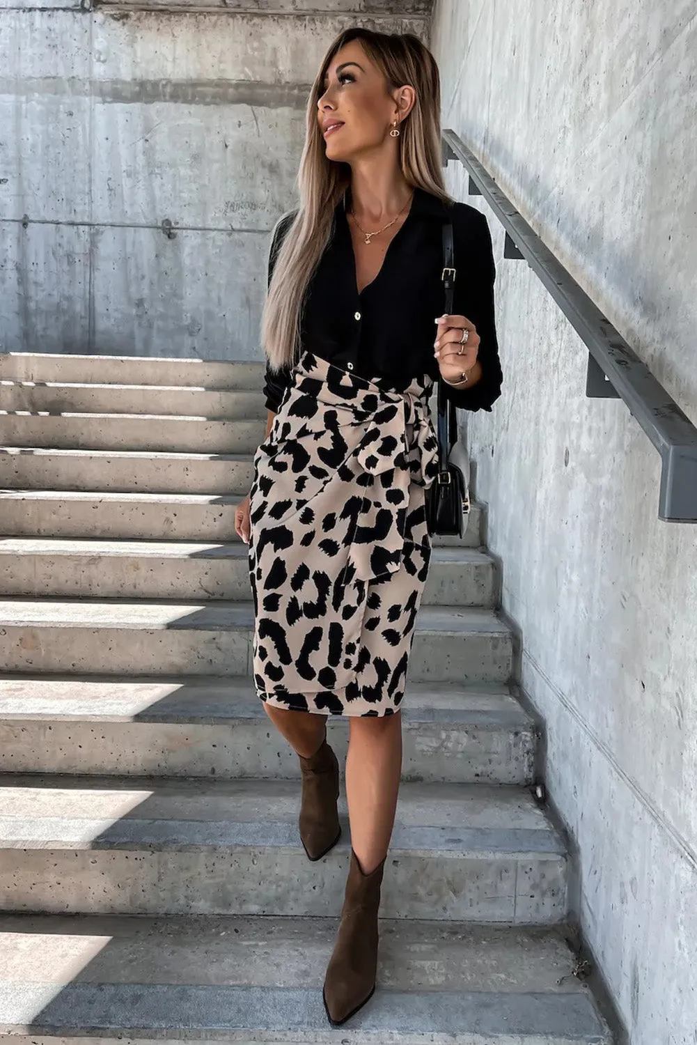 High Waist  Skirt with Tie