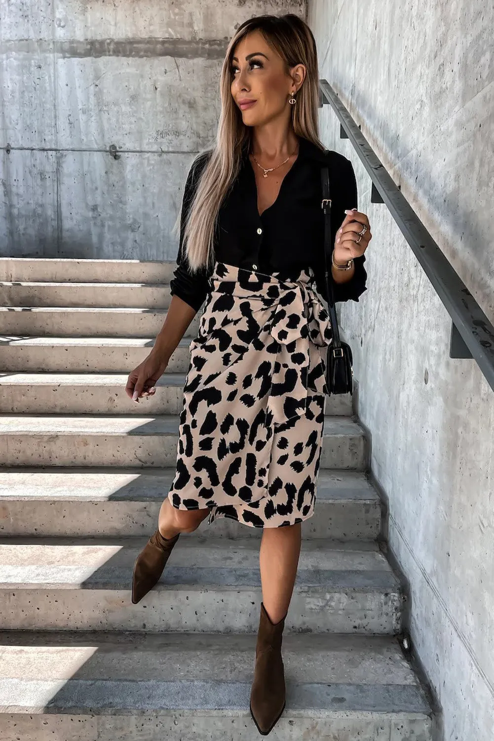 High Waist  Skirt with Tie