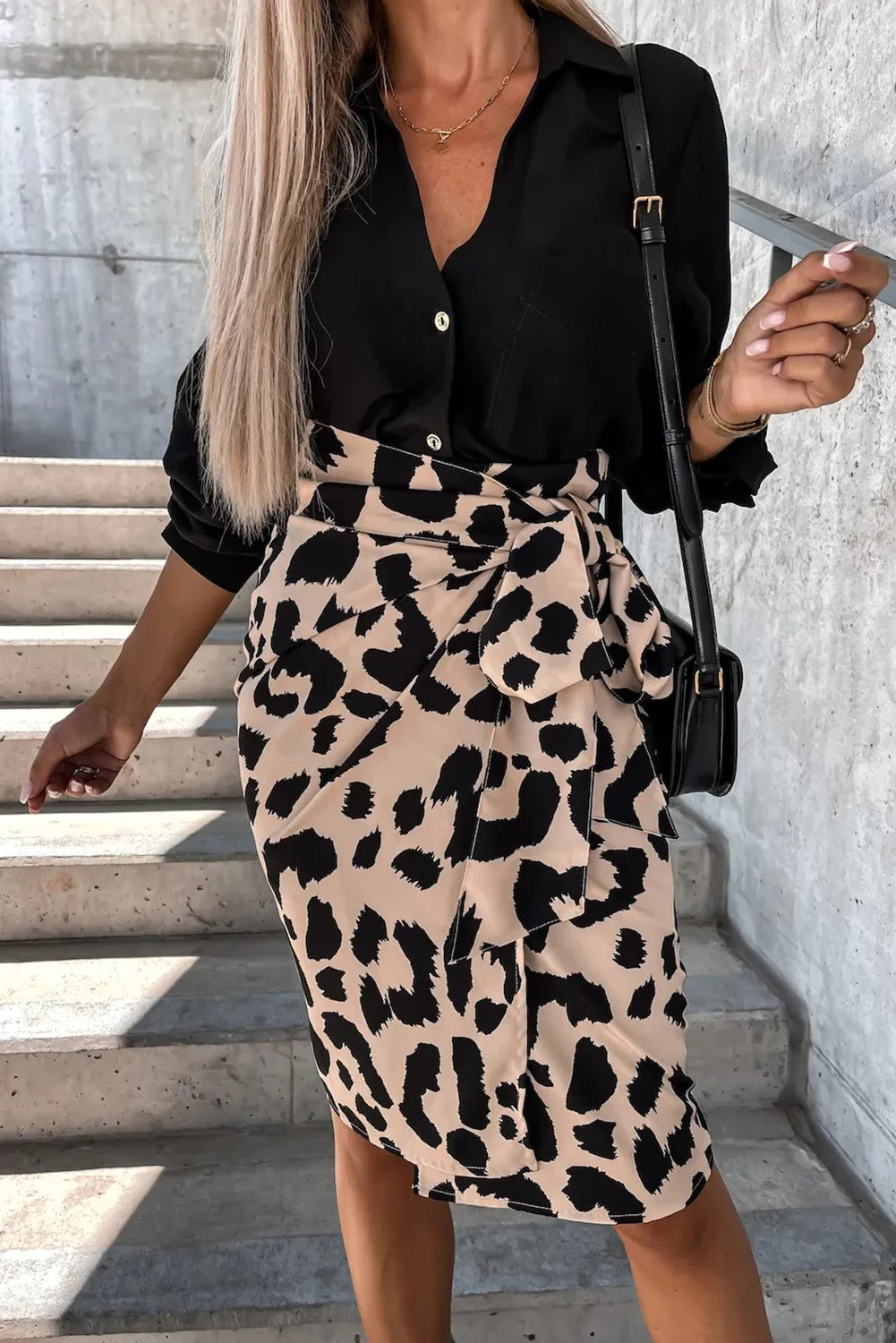 High Waist  Skirt with Tie