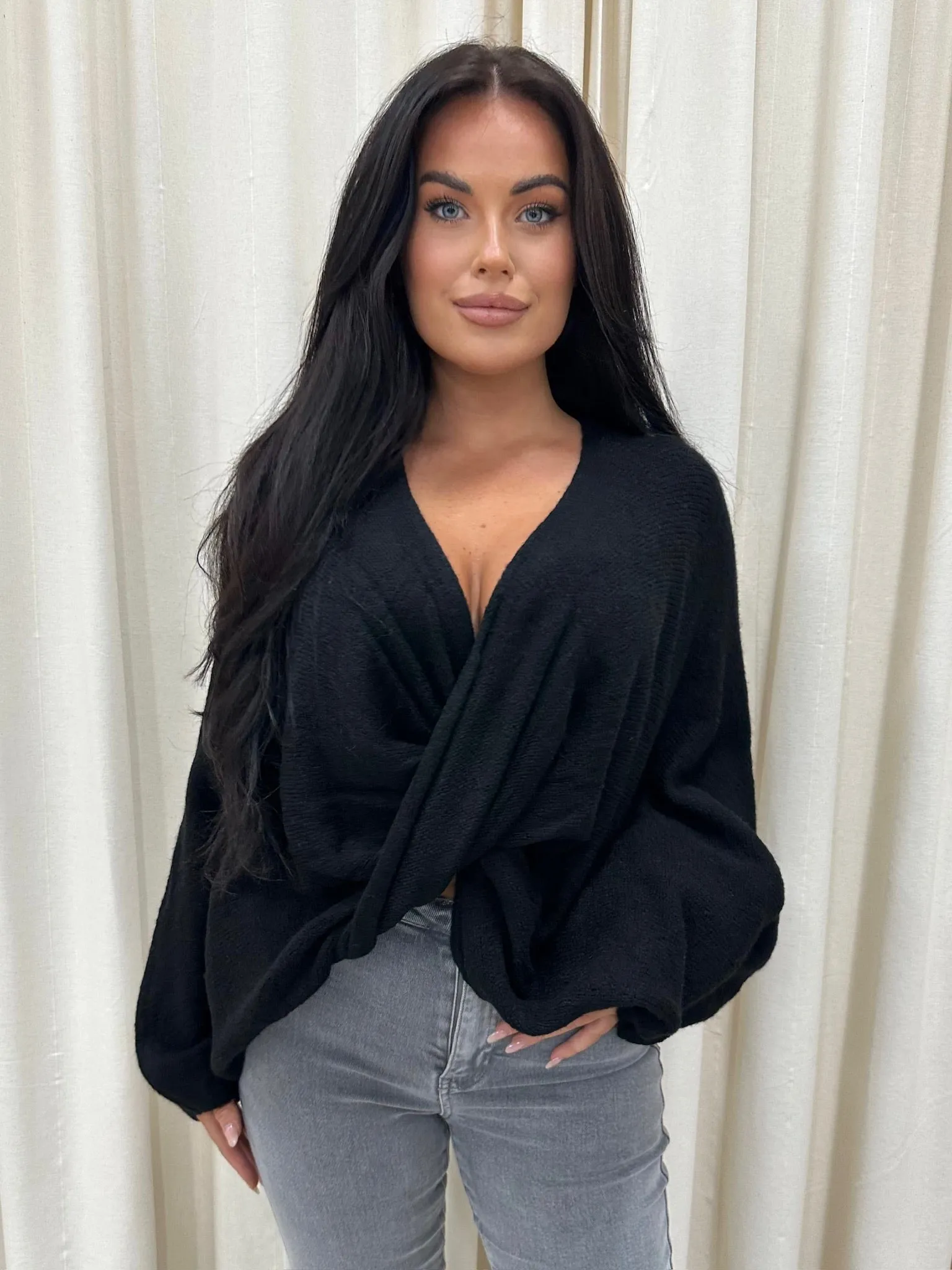 Jamila black twist soft knit jumper