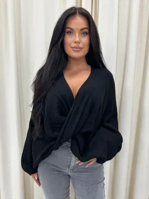 Jamila black twist soft knit jumper