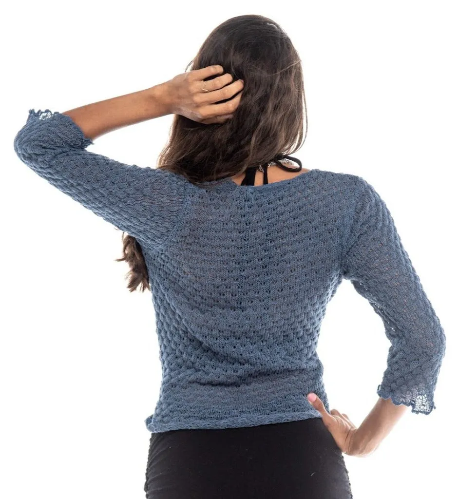 Knitted Open Front Top Ikat Nanas