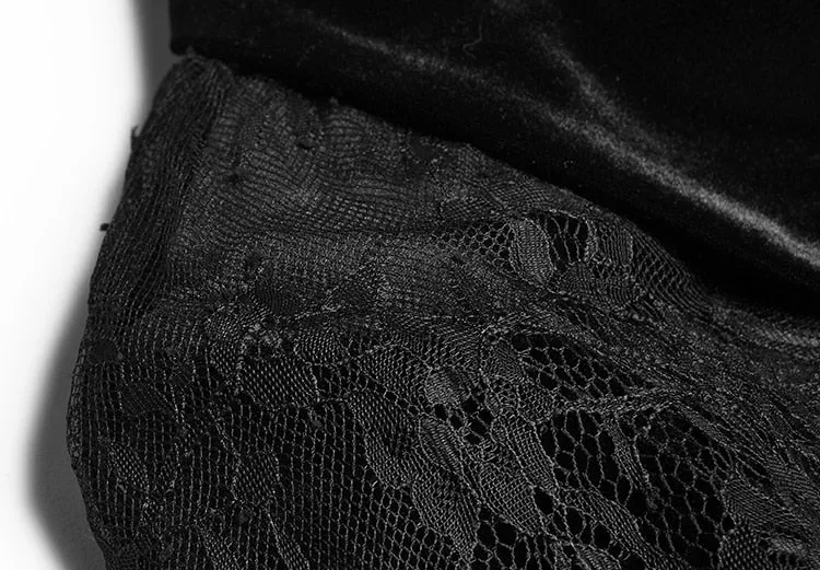 Lace Cloak Long sleeve Double-breasted black Velvet Windbreaker Coat