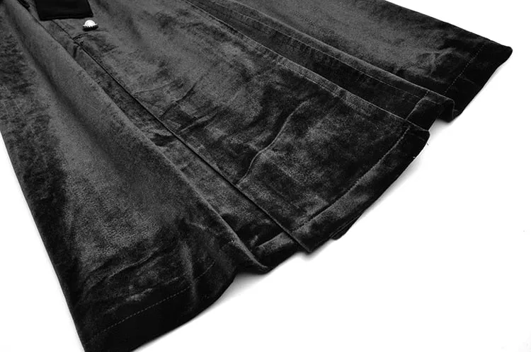Lace Cloak Long sleeve Double-breasted black Velvet Windbreaker Coat