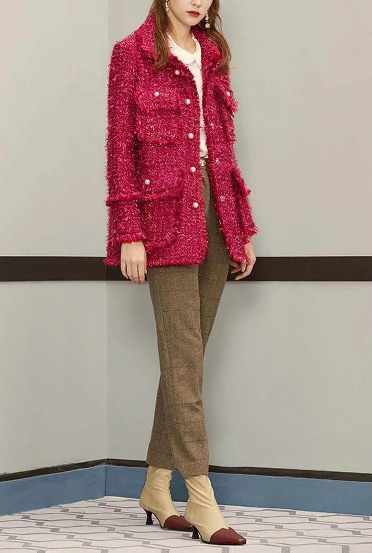 Loose Celebrity Tweed Coat