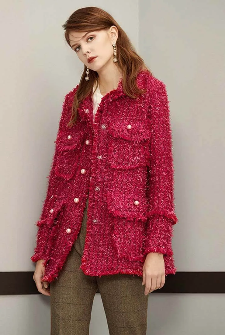 Loose Celebrity Tweed Coat