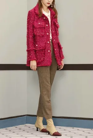 Loose Celebrity Tweed Coat