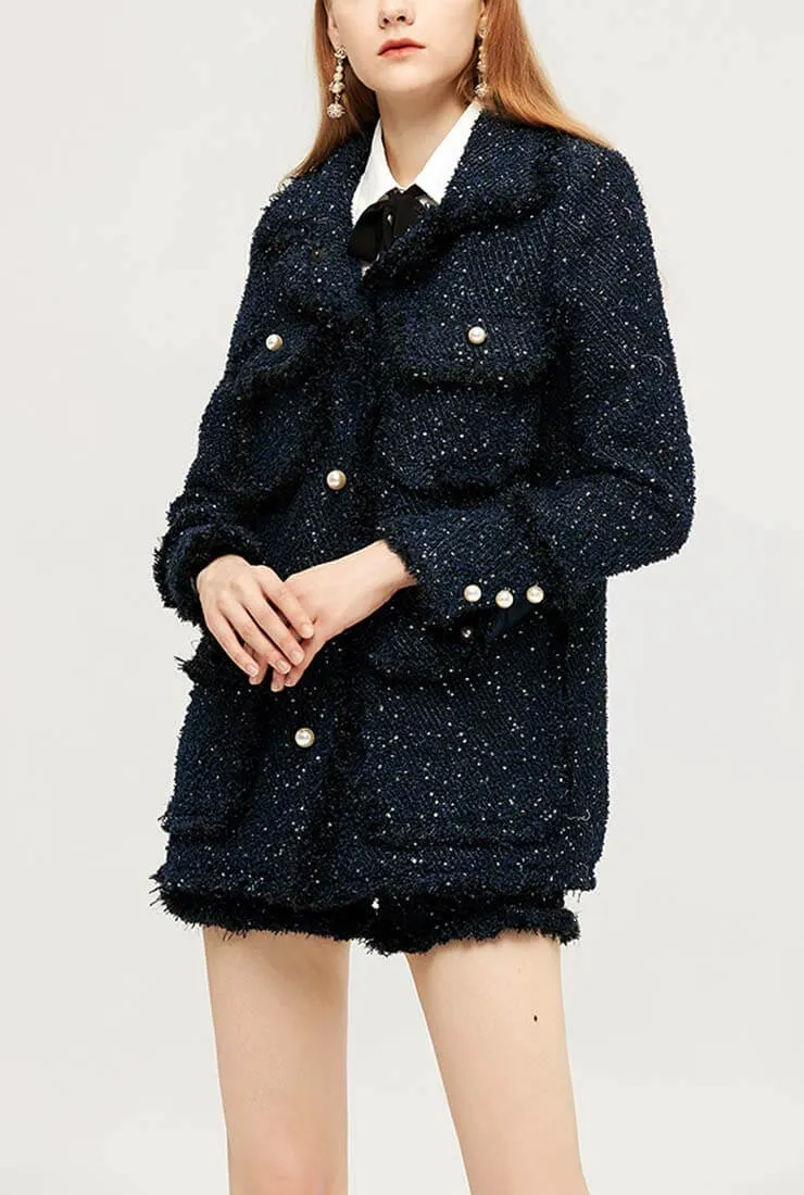 Loose Celebrity Tweed Coat