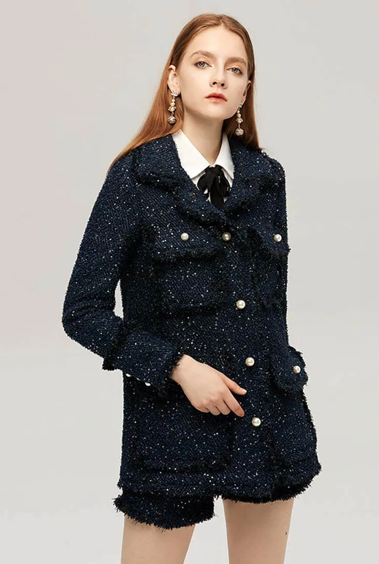 Loose Celebrity Tweed Coat