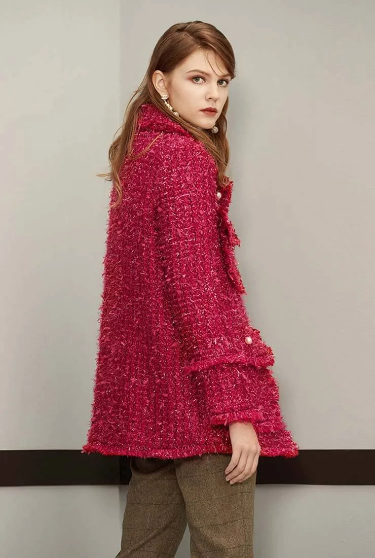 Loose Celebrity Tweed Coat